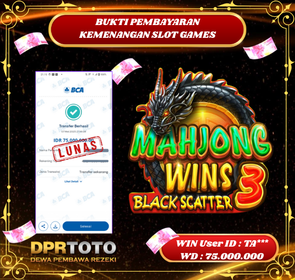 KEMENANGAN BESAR SLOT MAHJONG WINS 3 Rp 75.000.000 - LUNAS